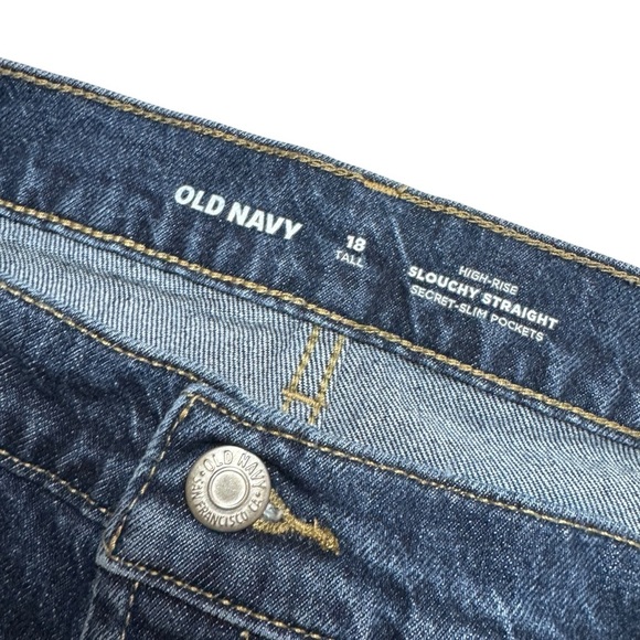 Old Navy Buttonfly High Rise Slouchy Straight leg denim jeans women’s 18 T - Picture 5 of 13